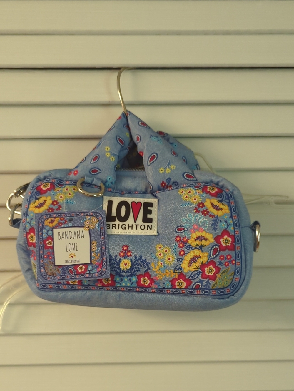 Brighton Bandana Love Light Blue Floral Mini Satchel